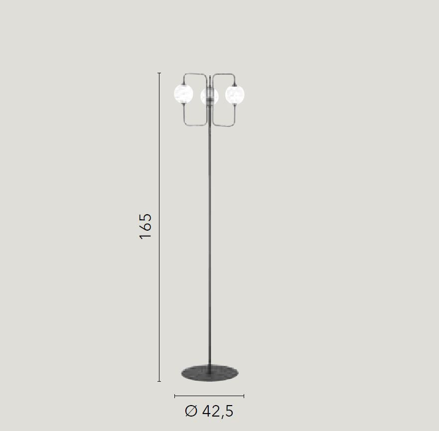 Piantana 3 luci in metallo nero sfere vetro opale 3XG9 non incl. NEUTRON Piantana 3 luci in metallo nero sfere vetro opale 3XG9 non incl. NEUTRON